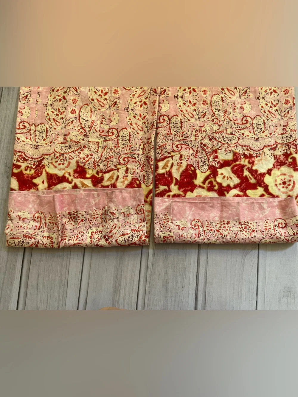 New Zara linen blend pink paisley print pull on flowy trouser pant. Size XS.